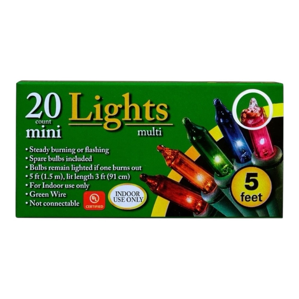 20ct Mini Multicolored Bulb 5Ft Christmas Light Strand NWT
